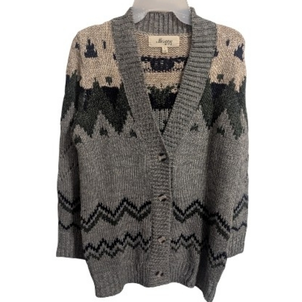 Morgan City Women's Sweater Sz Large Knit button Up Cardigan Gray NEW W-497